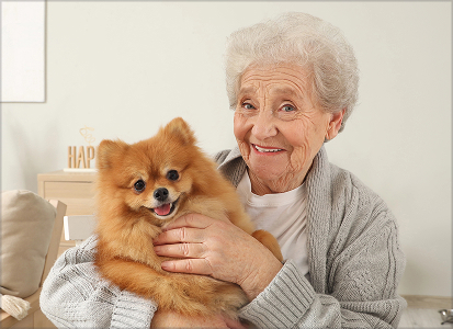 Senior with pet dog