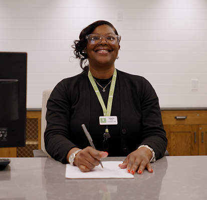 Staff member at desk