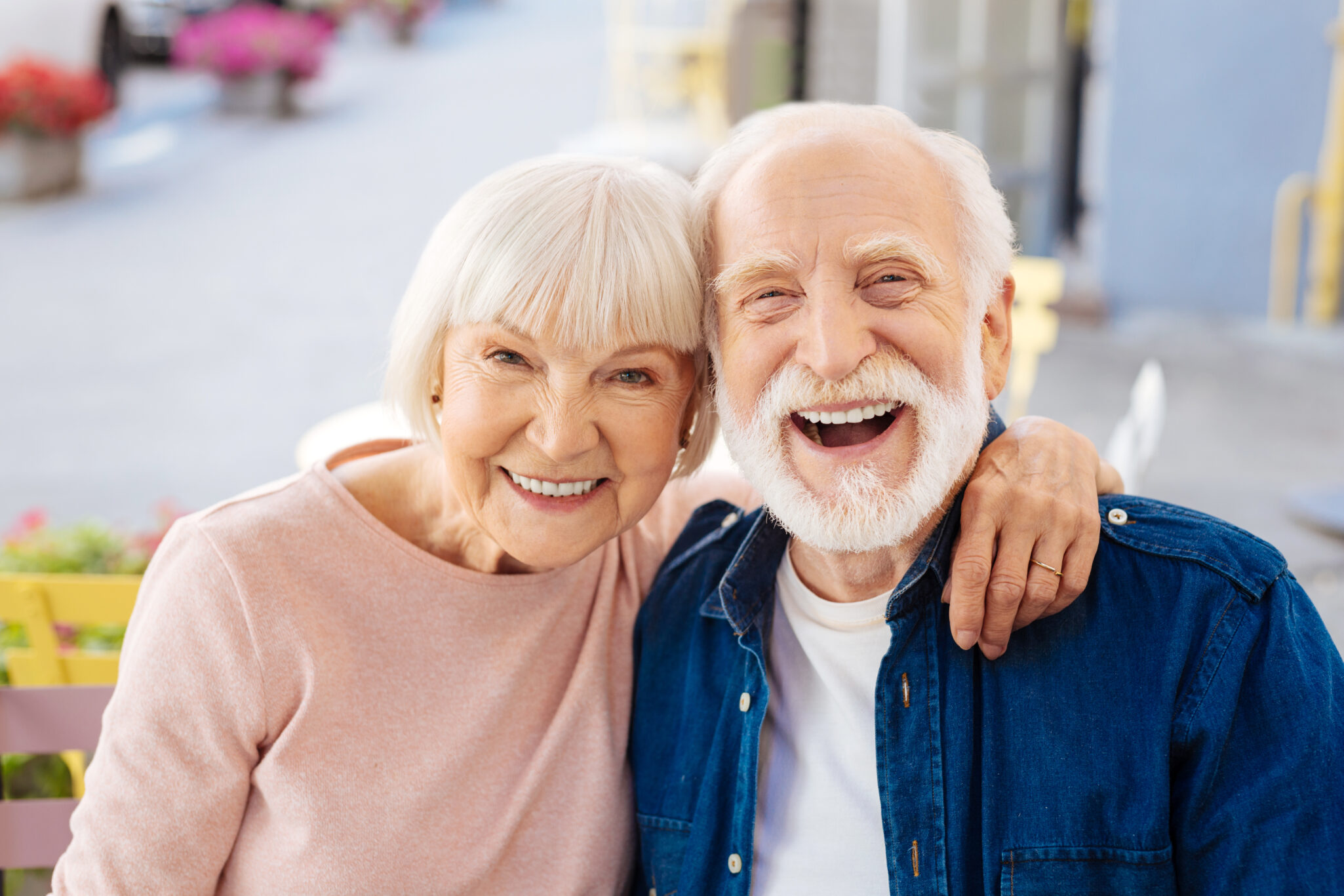 Senior couple posing for a picture