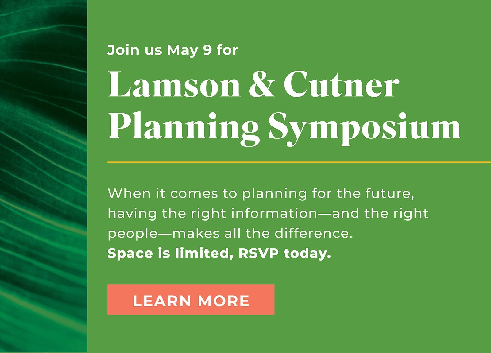 Join us May 9th for Lamson and Cutner Planning Symposium