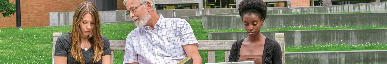 Senior studying with students Broadview Senior Living at Purchase College